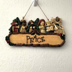 CHRISTMAS PEACE WISEMAN NATIVITY SCENE WALL DÉCOR VINTAGE